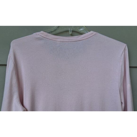 Chico's 100% Cotton Long Sleeves Basic T shirt Top Pink Size 2 = L Minimalist - Picture 5 of 7